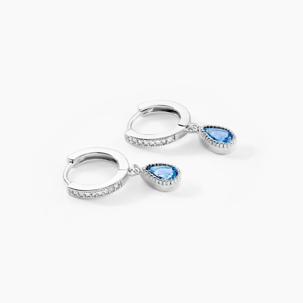 Créoles Jerusha Argent Blanc Spinelle Oxyde De Zirconium