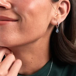 Créoles Jerusha Argent Blanc Spinelle Oxyde De Zirconium