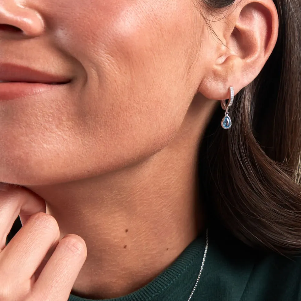 Créoles Jerusha Argent Blanc Spinelle Oxyde De Zirconium