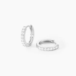 Créoles Jussi Argent Blanc Oxyde De Zirconium