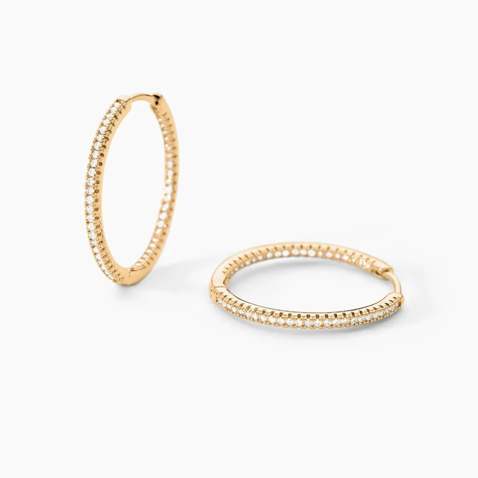 Créoles Karolina Rondes Plaqué Or Jaune Oxyde De Zirconium