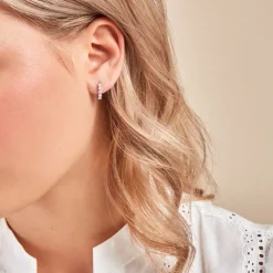 Créoles Katana Or Blanc Diamant Synthétique