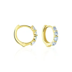 Créoles Leatrice Or Jaune Topaze Bleu Sky