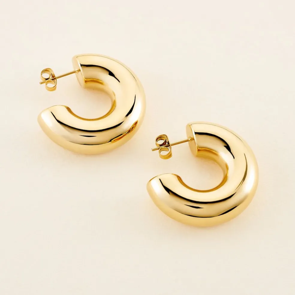 Créoles Letty Acier Jaune Sans Pierre