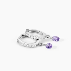 Créoles Lisenn Argent Blanc Oxyde De Zirconium