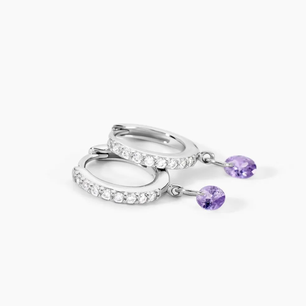 Créoles Lisenn Argent Blanc Oxyde De Zirconium