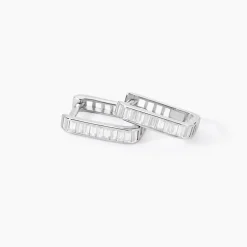 Créoles Louiselle Argent Blanc Oxyde De Zirconium