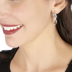 Créoles Luna Or Blanc Strass