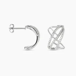 Créoles Marlow Argent Blanc Oxyde De Zirconium