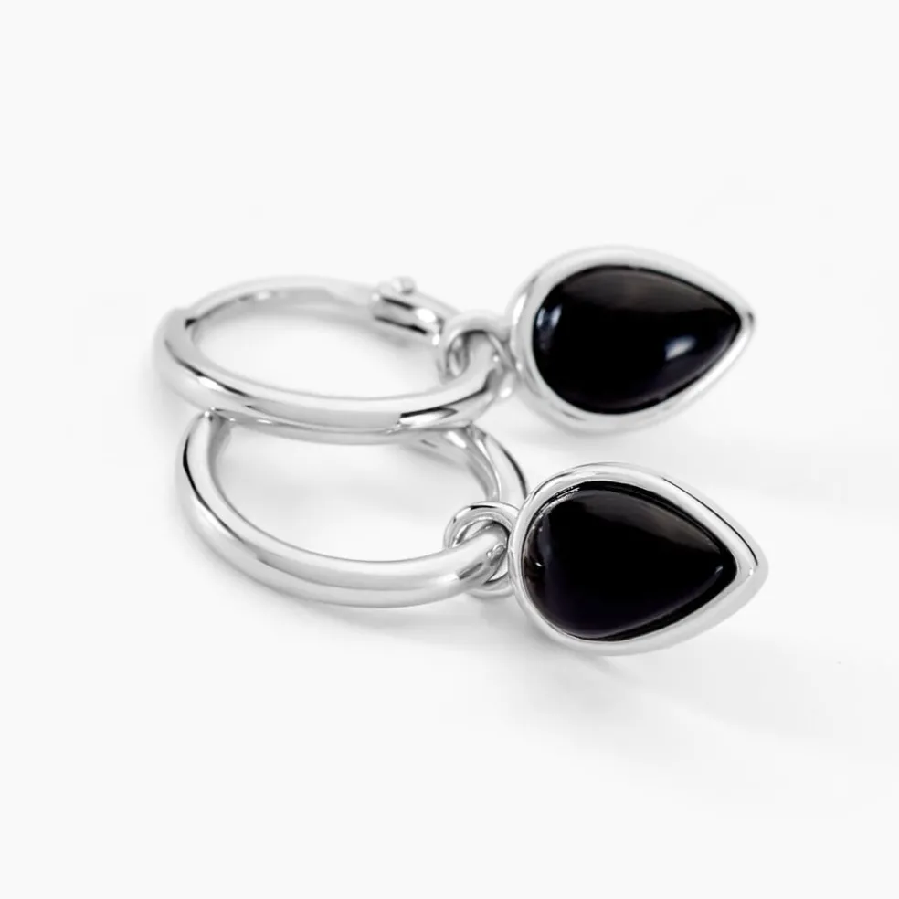 Créoles Mentissa Argent Blanc Agate