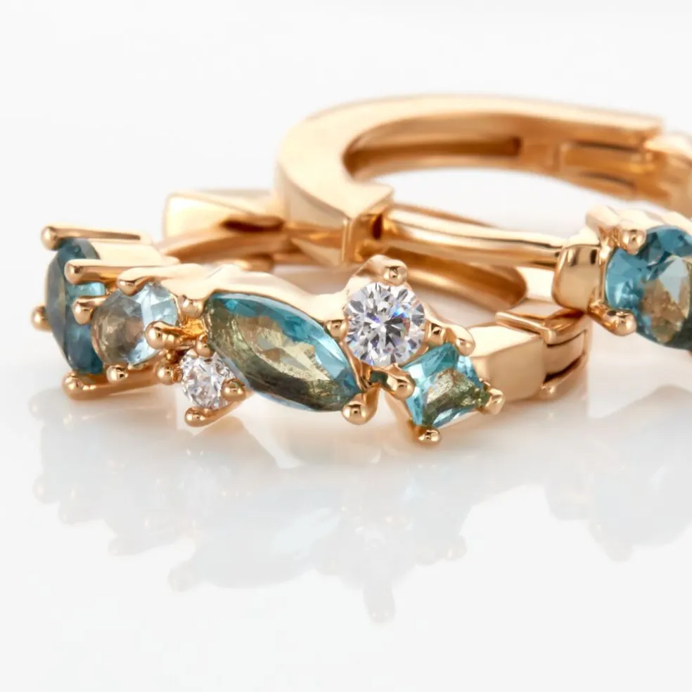 Créoles More Plaqué Or Jaune Pierre Artificielle