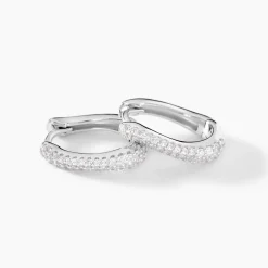 Créoles Nandie Argent Blanc Oxyde De Zirconium