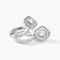 Créoles Ninette Argent Blanc Oxyde De Zirconium