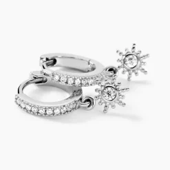 Créoles Ninette Argent Blanc Oxyde De Zirconium