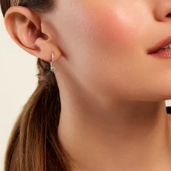 Créoles Ninette Argent Blanc Oxyde De Zirconium