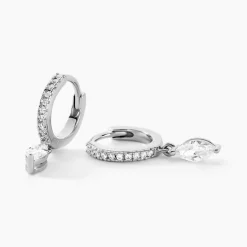 Créoles Ninette Argent Blanc Oxyde De Zirconium