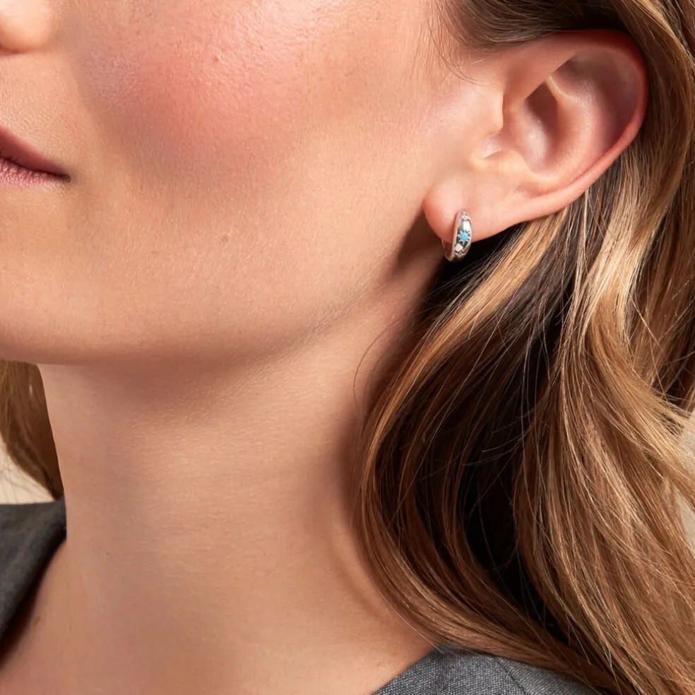 Créoles Ocean Argent Blanc Oxyde De Zirconium