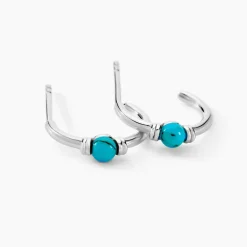 Créoles Ocean Argent Blanc Turquoise