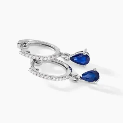 Créoles Or Blanc  Saphir Et Diamants