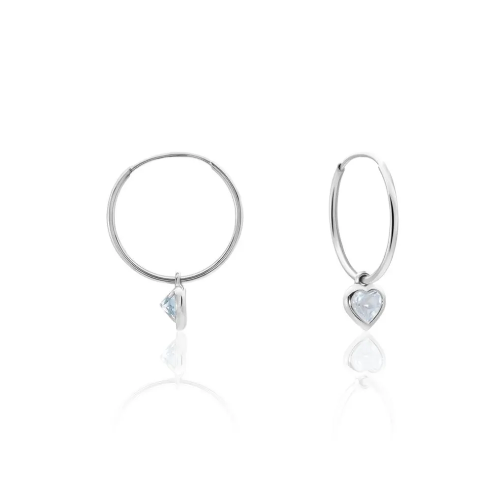 Créoles Or Blanc Topaze Azur