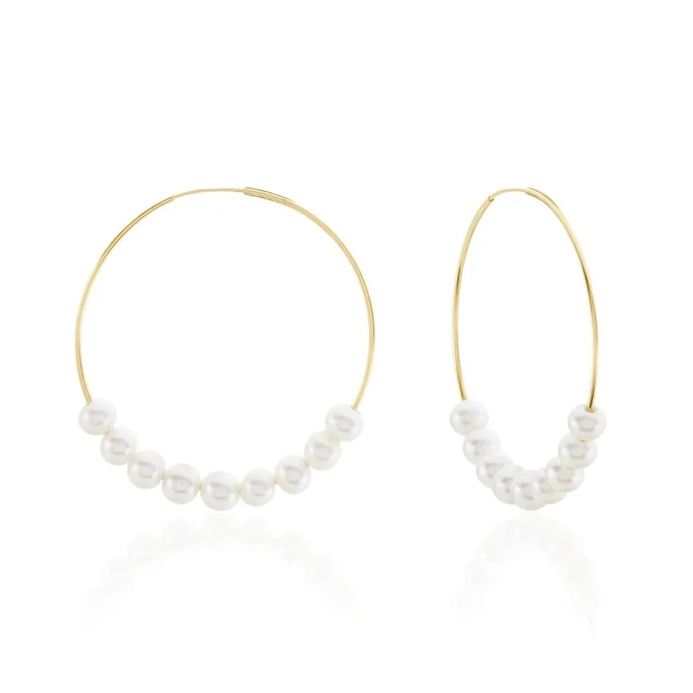 Créoles Or Jaune Alondra Perles De Culture