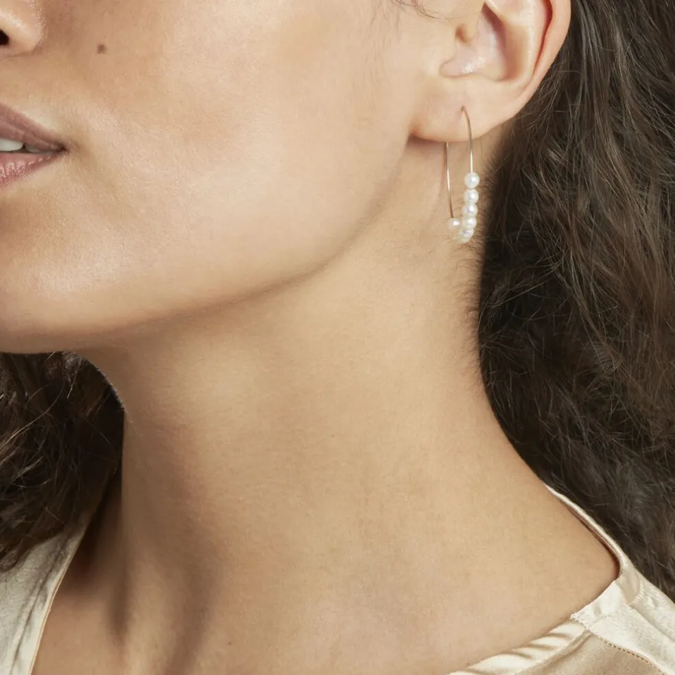 Créoles Or Jaune Alondra Perles De Culture