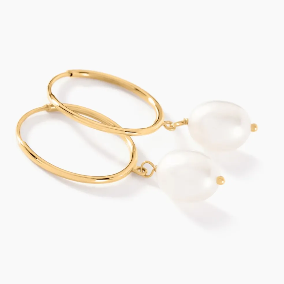 Créoles Or Jaune Perle De Culture