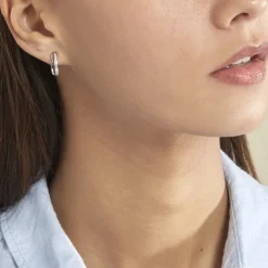 Créoles Otho Rondes Argent Blanc Oxyde De Zirconium