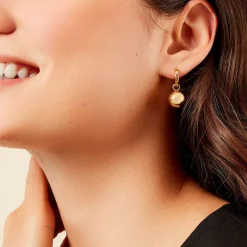 Créoles Perles Solaires Acier Jaune