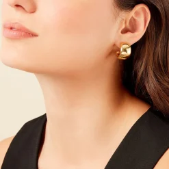 Créoles Perles Solaires Acier Jaune