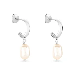 Créoles Petia Argent Blanc Perle De Culture