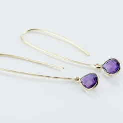 Créoles Phie Poire Or Jaune Amethyste