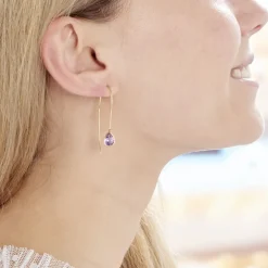 Créoles Phie Poire Or Jaune Amethyste