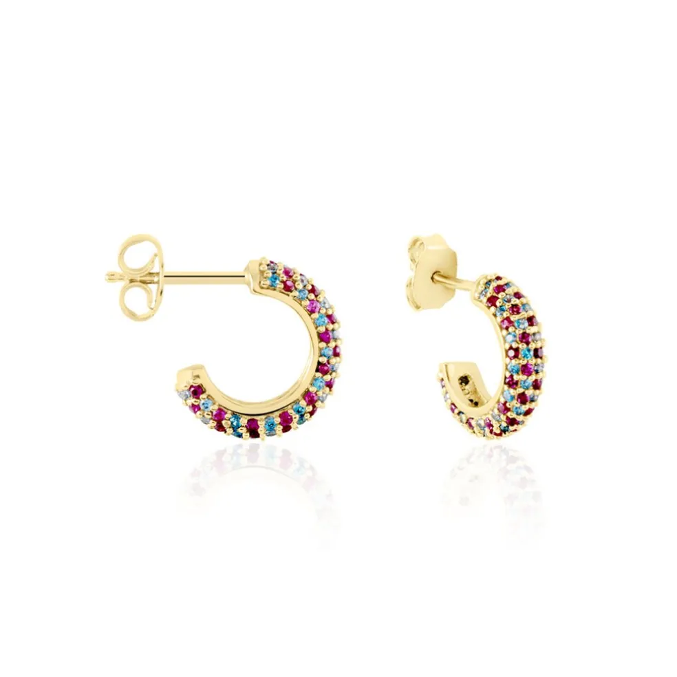 Créoles Plaqué Or Jaune Julitta Topazes Oxydes De Zirconium