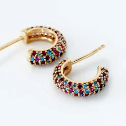 Créoles Plaqué Or Jaune Julitta Topazes Oxydes De Zirconium