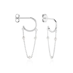 Créoles Polka Argent Blanc