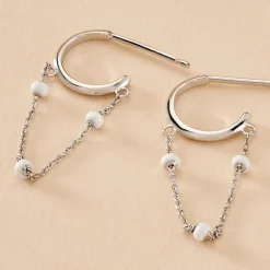 Créoles Polka Argent Blanc