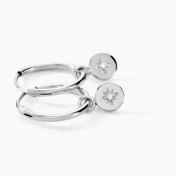 Créoles Rhoda Argent Blanc Oxyde De Zirconium