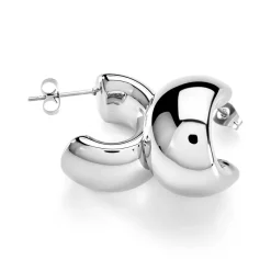 Créoles Riga Acier Blanc Sans Pierre