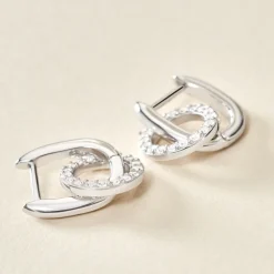 Créoles Riva Argent Blanc Oxyde De Zirconium