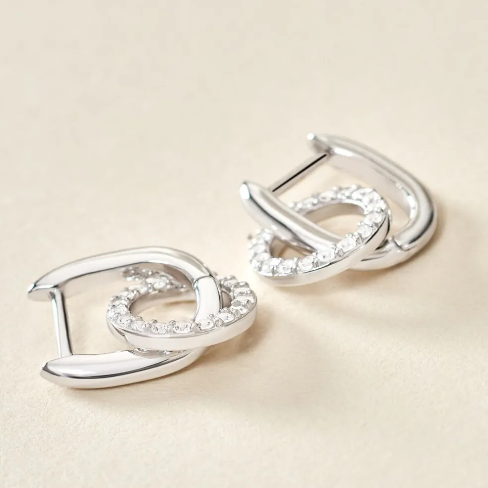 Créoles Riva Argent Blanc Oxyde De Zirconium