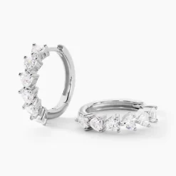 Créoles Roanne Argent Blanc Oxyde De Zirconium