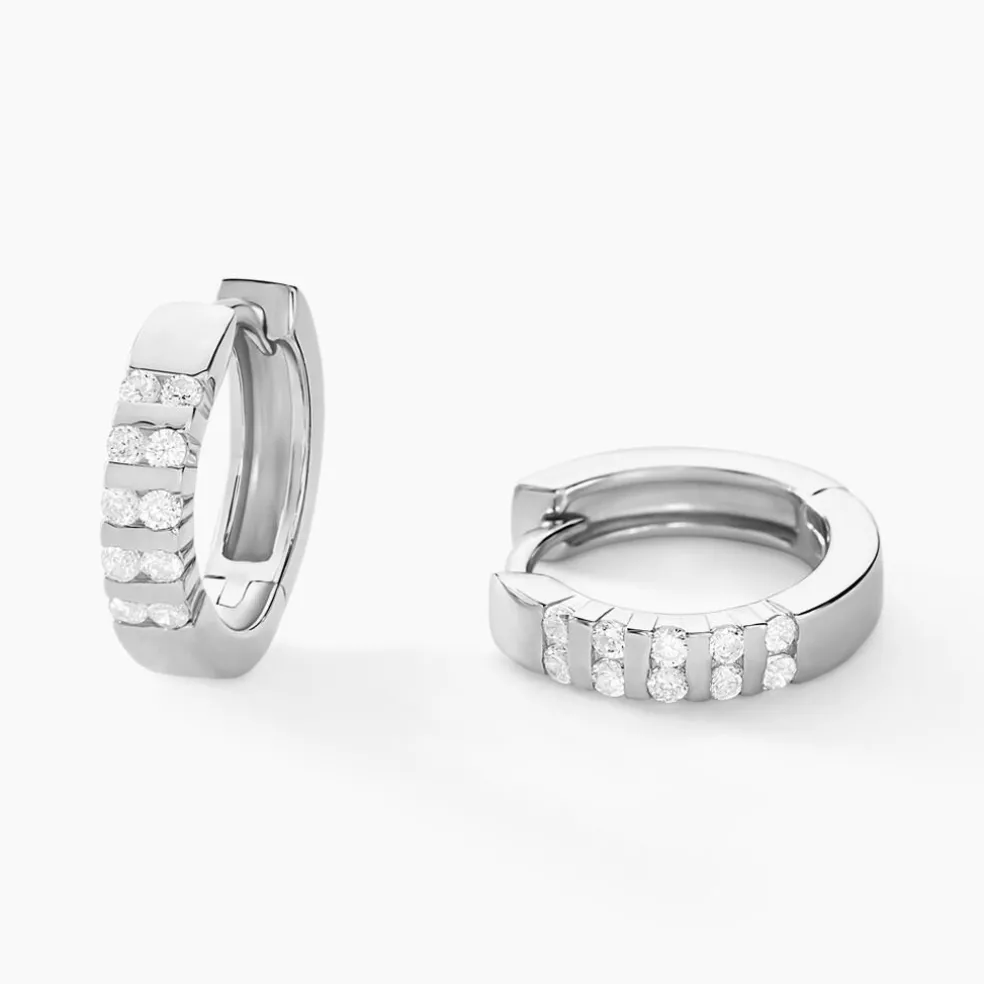 Créoles Robine Argent Blanc Oxyde De Zirconium