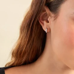 Créoles Robine Argent Blanc Oxyde De Zirconium