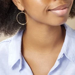 Créoles Rosa Billes Diamantees Or Jaune