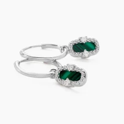 Créoles Serafine Argent Blanc Malachite Oxyde De Zirconium