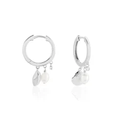 Créoles Shehla Argent Blanc Perle De Culture Oxyde De Zirconium