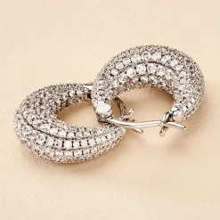 Créoles Sofia Argent Blanc Oxyde De Zirconium