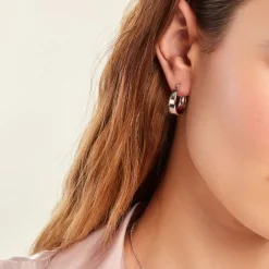 Créoles Suliac Argent Blanc