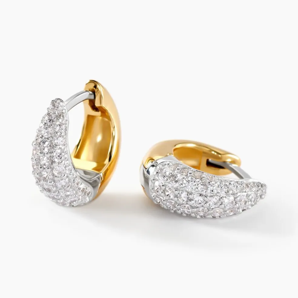 Créoles Tiwa Argent Bicolore Oxyde De Zirconium